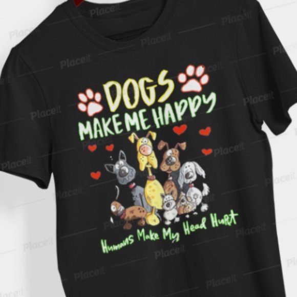 Dogs make me Happy, Ladies tshirt, Plus size Fall des… - Picture 1 of 2